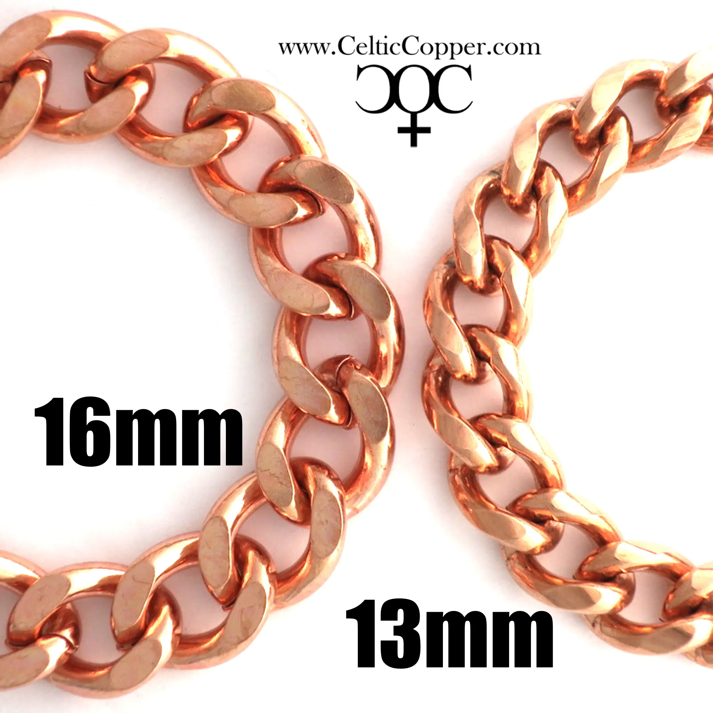 Men's Bracelet BC162M Custom Sized Copper Curb Chain Super Chunky Solid Copper Cuban Curb Chain Bracelet