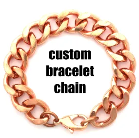 Men's Bracelet BC162M Custom Sized Copper Curb Chain Super Chunky Solid Copper Cuban Curb Chain Bracelet