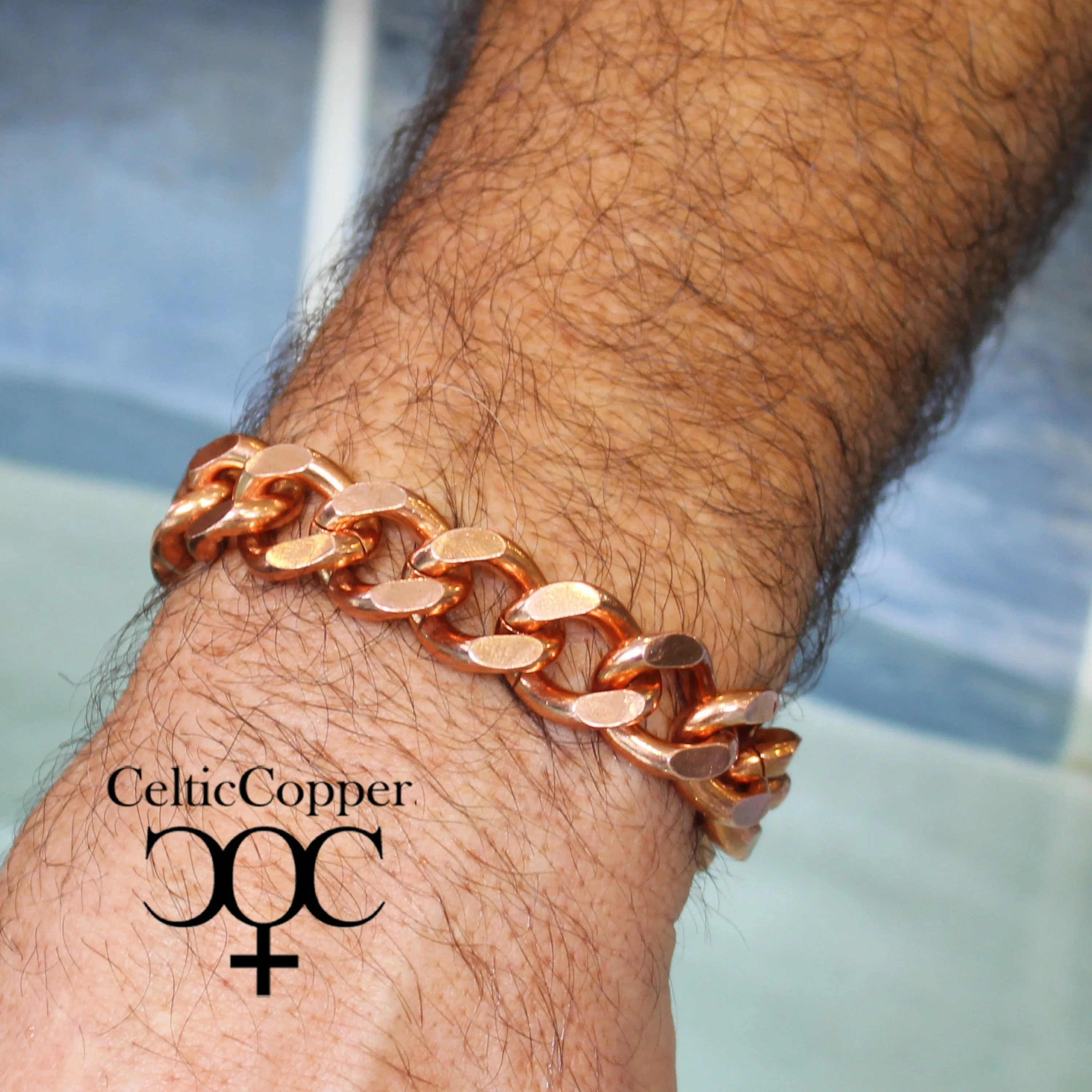 Men's Bracelet BC162M Custom Sized Copper Curb Chain Super Chunky Solid Copper Cuban Curb Chain Bracelet