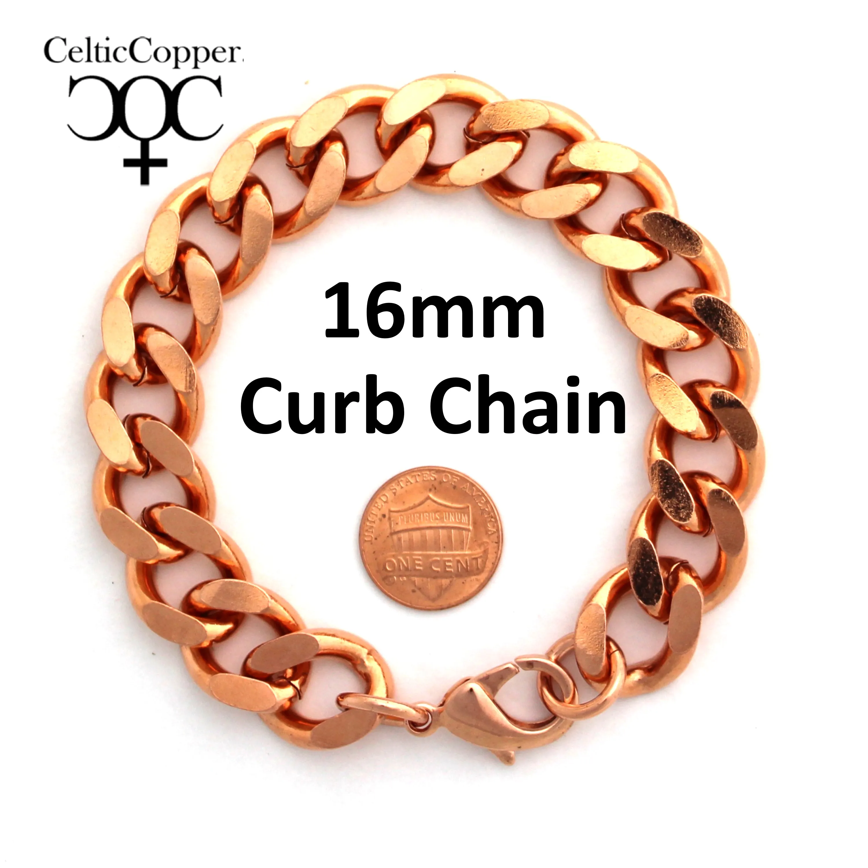 Men's Bracelet BC162M Custom Sized Copper Curb Chain Super Chunky Solid Copper Cuban Curb Chain Bracelet