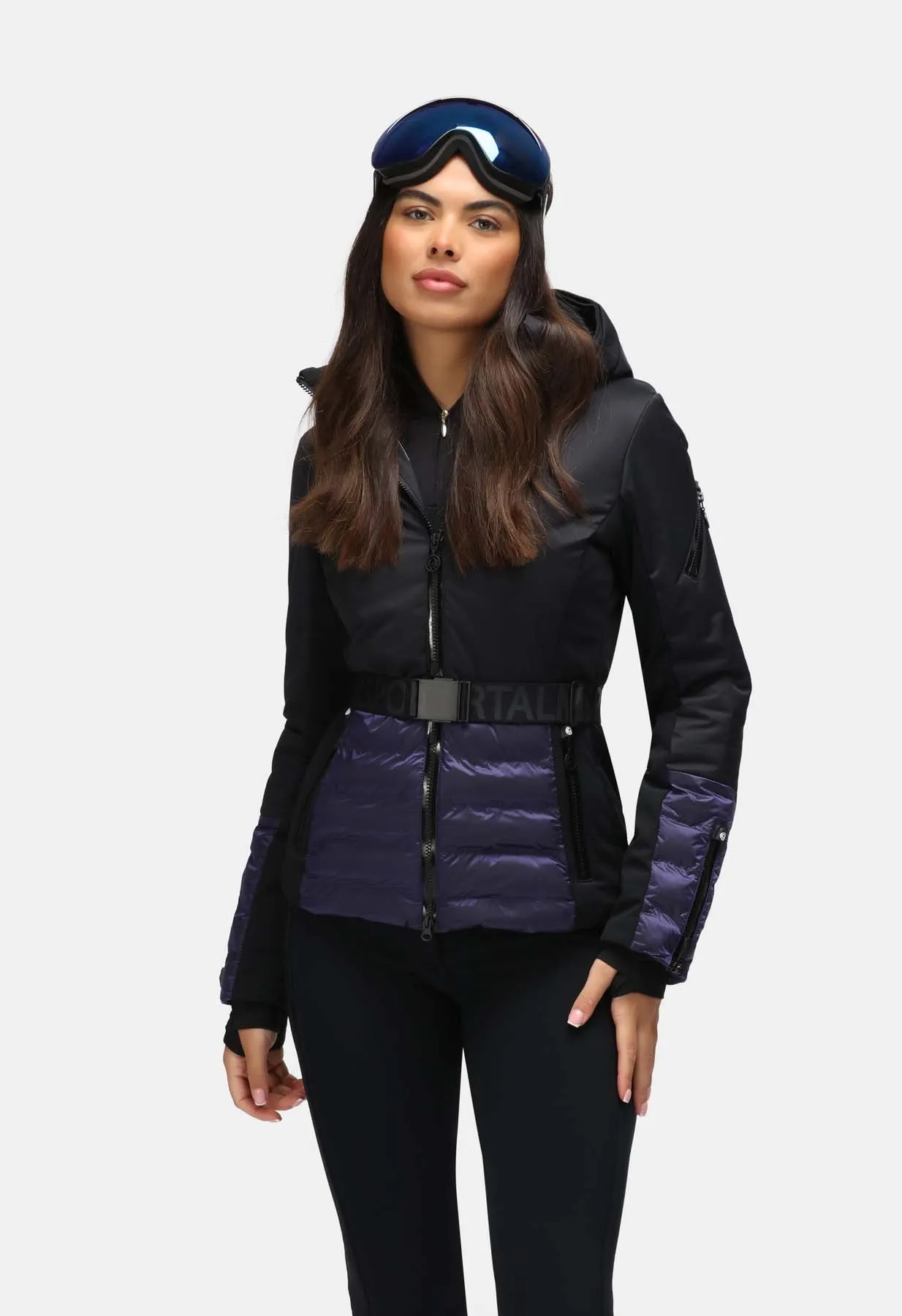 Sportalm Black Purple Ski Jacket Belt