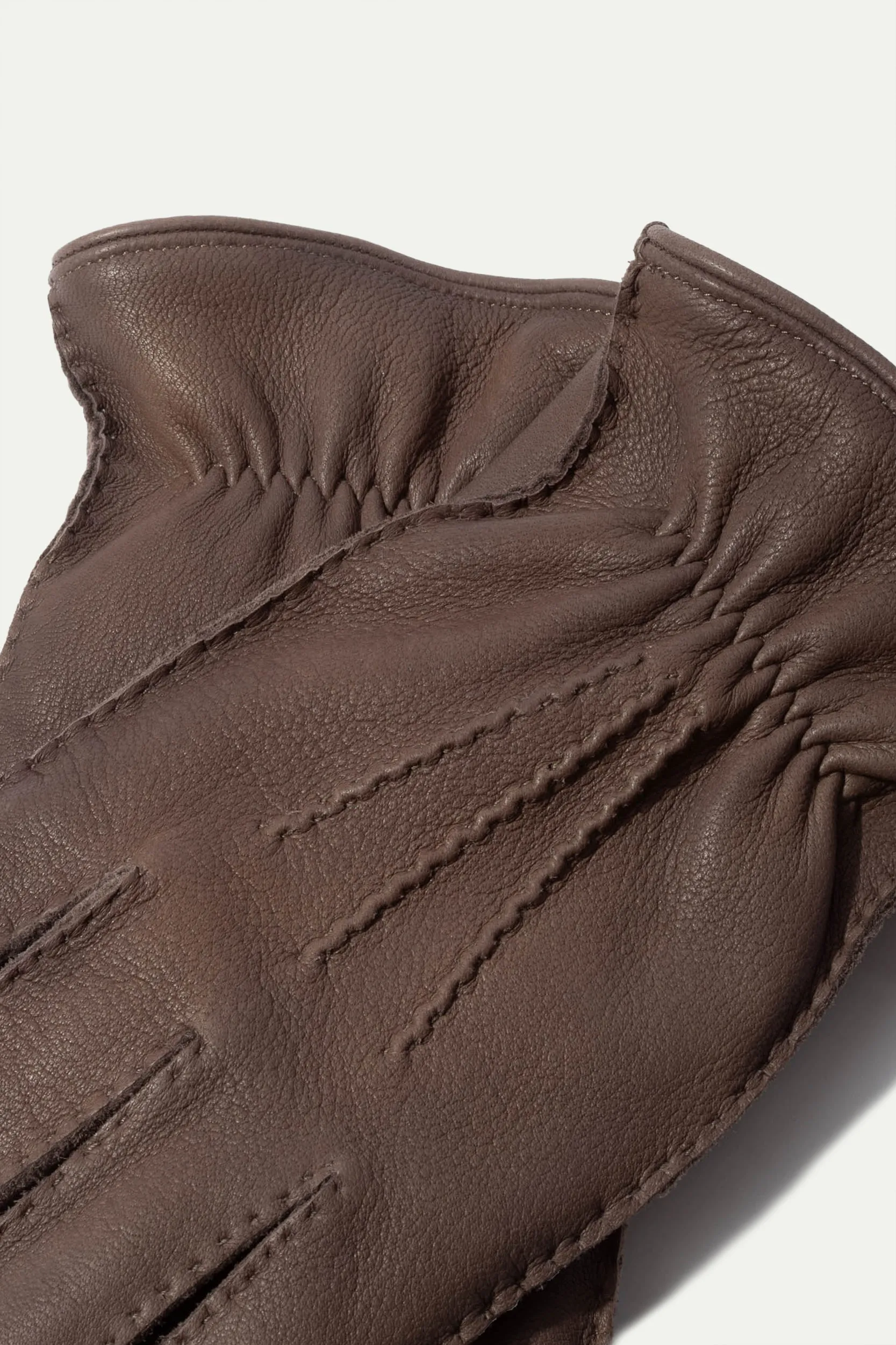 Italian Taupe Cashmere Lined Deerskin Leather Gloves