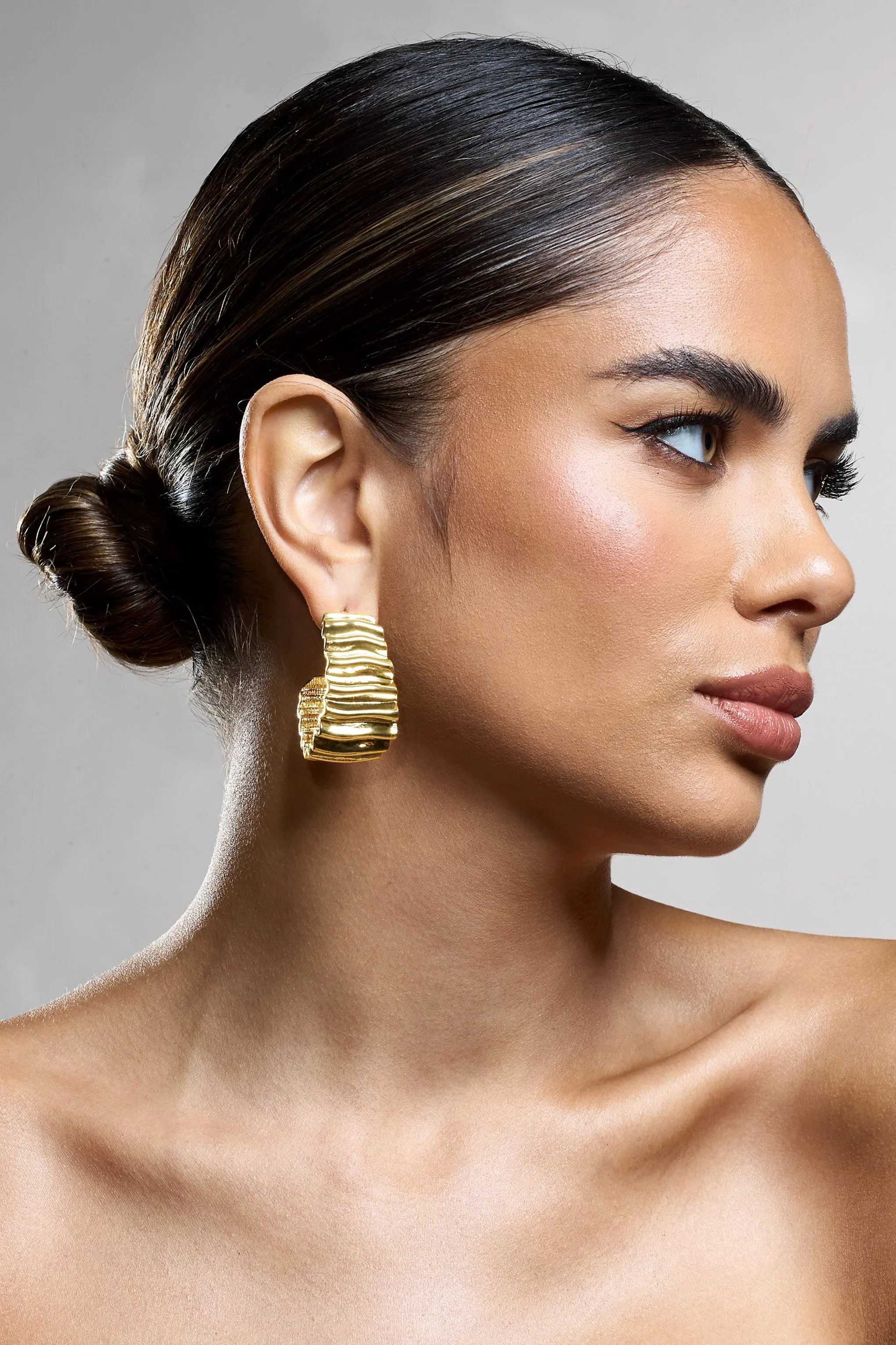 Textured Gold Hoop Earrings