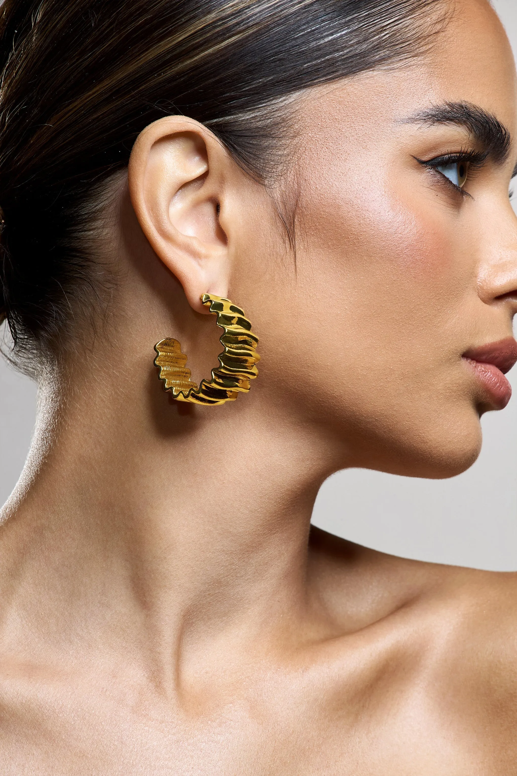 Textured Gold Hoop Earrings