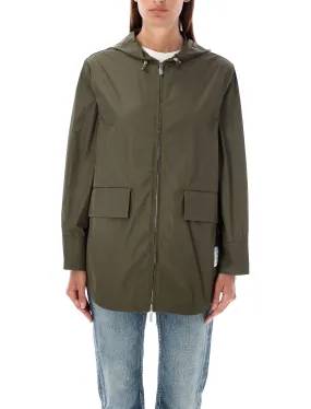 THOM BROWNE Elegant Hooded Parka with Shirt Hem Detail