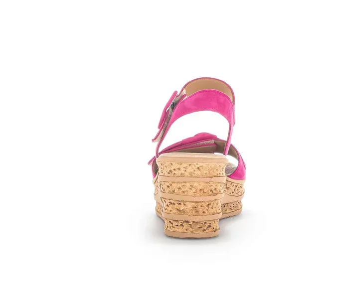 Pink Gabor Suede Wedge Sandal 44.653.10