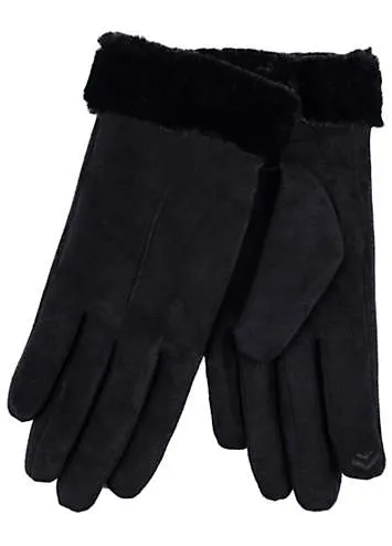 Totes Isotoner Ladies Black Faux Suede Gloves | Kaleidoscope