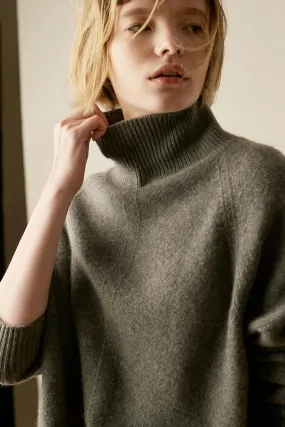 Wool Sweater with Turtleneck and Side Split