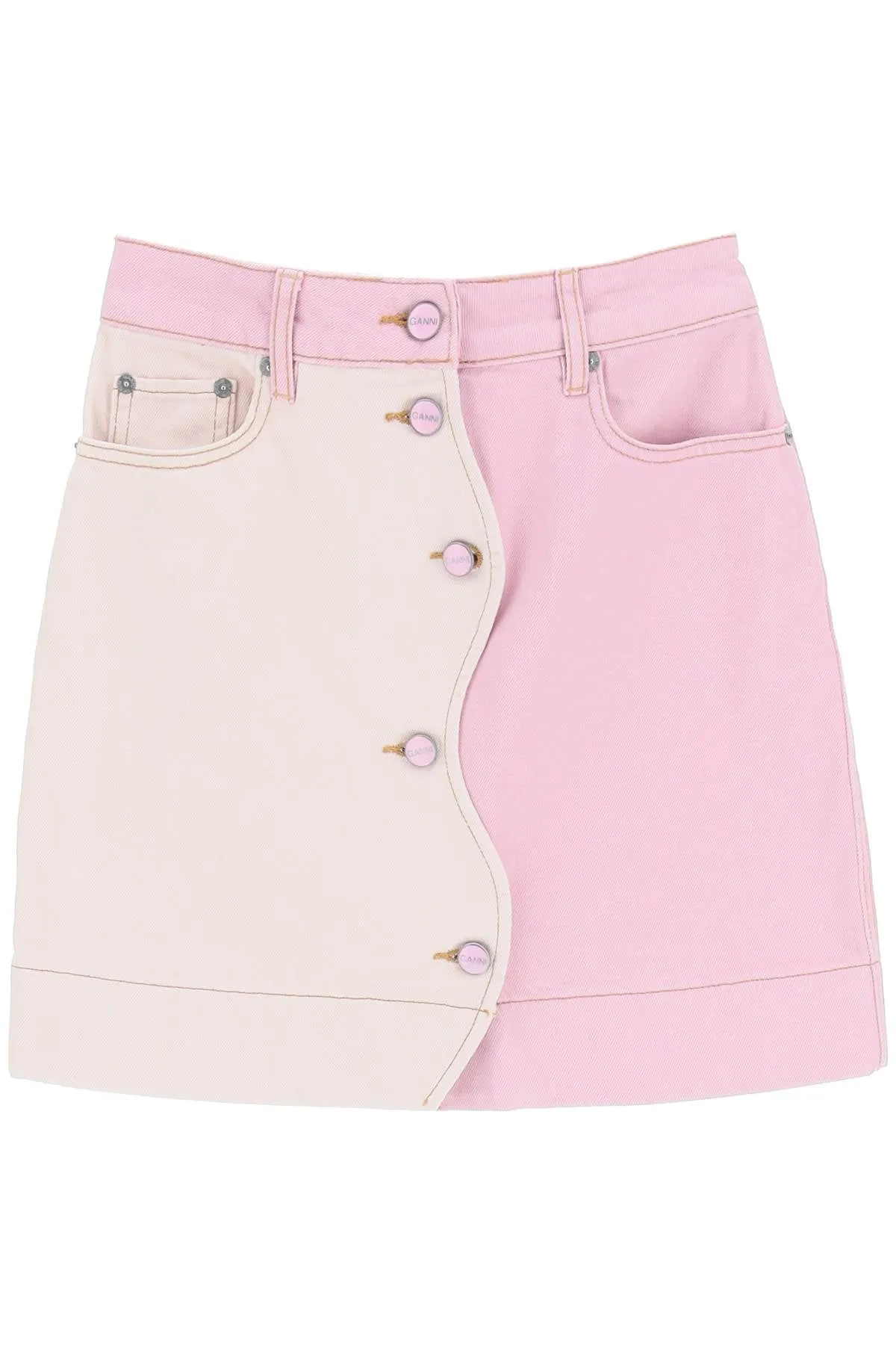 Two-Tone Denim Mini Skirt