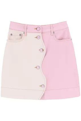 Two-Tone Denim Mini Skirt