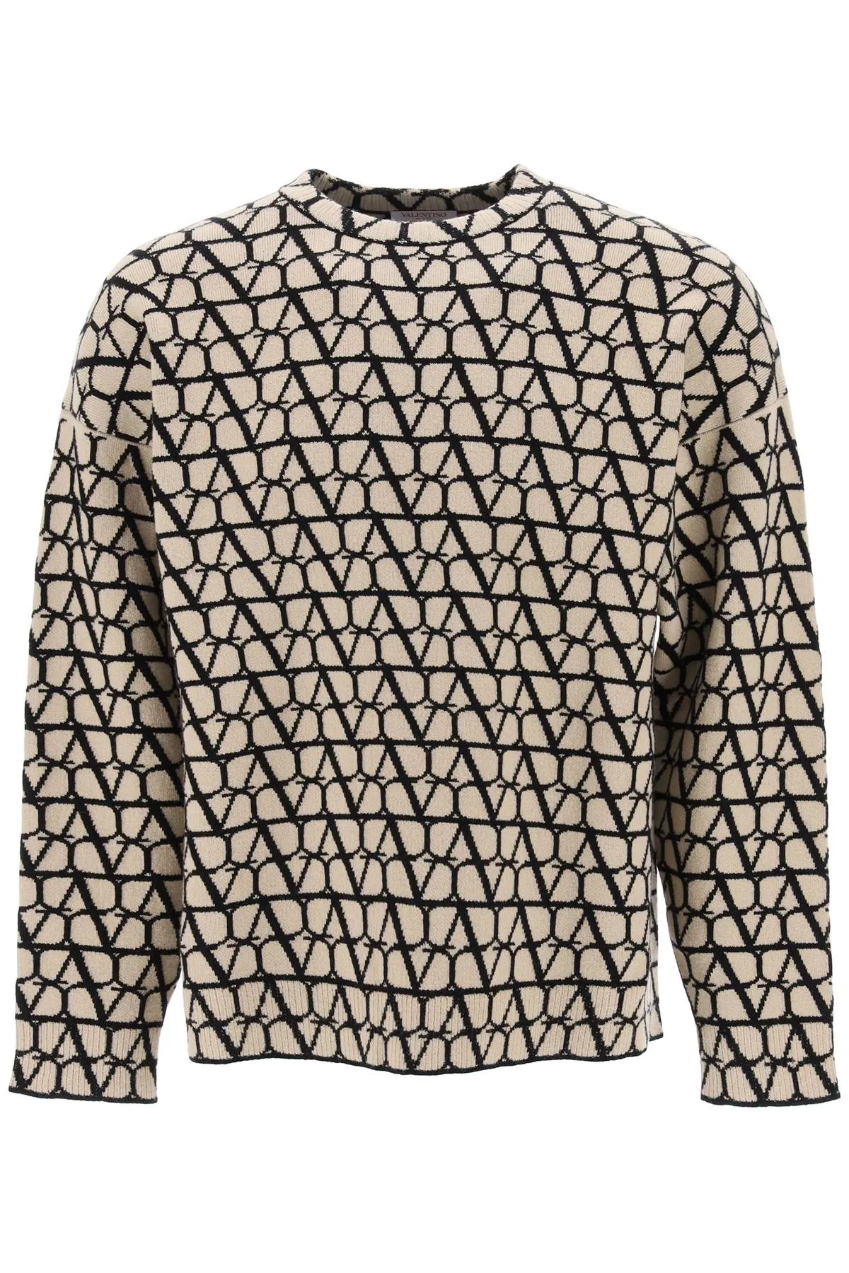 Valentino Garavani Toile Iconographe Wool Sweater 3V3KC27A9K3 ST Toile Iconograph Beige Nero