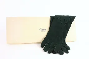 Vintage 1950 Green Suede Gloves