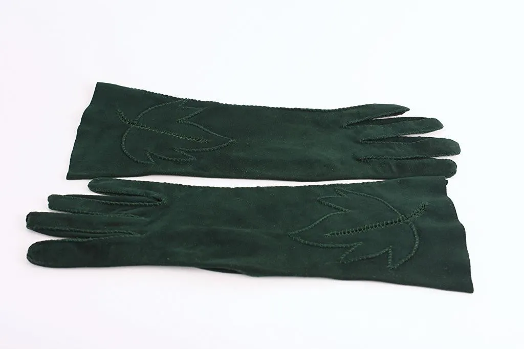 Vintage 1950 Green Suede Gloves