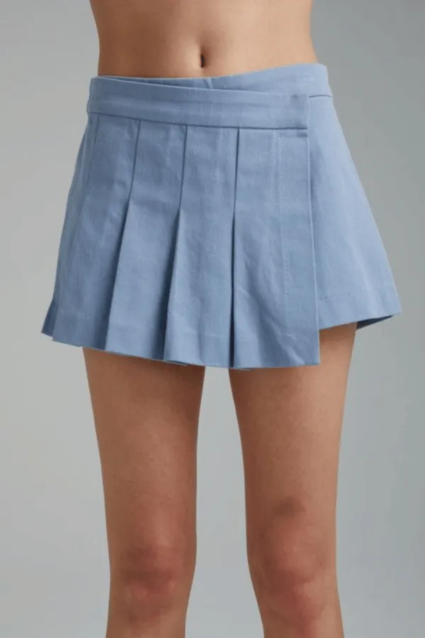 Pleated Skort Washed Blue