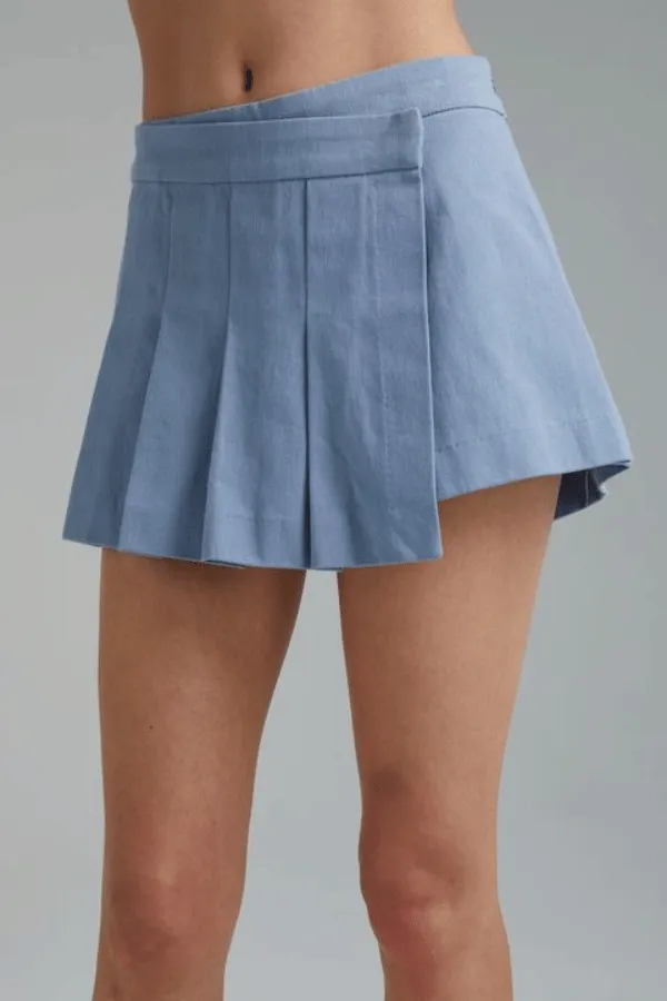 Pleated Skort Washed Blue