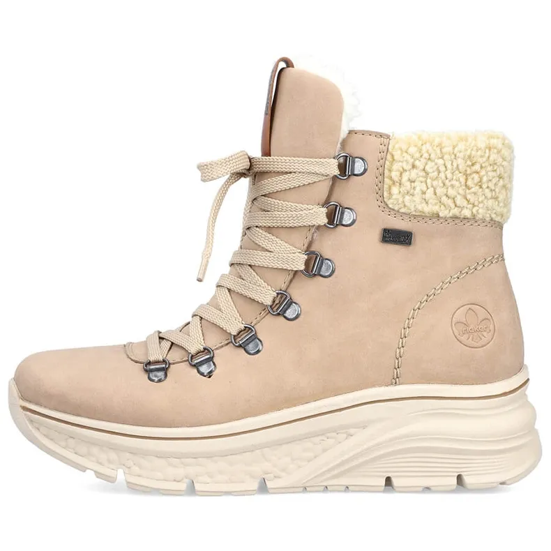 Waterproof Rieker 48034-20 beige warm women's snow boots