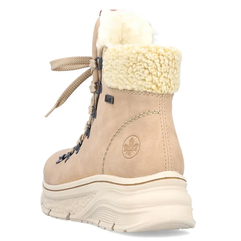 Waterproof Rieker 48034-20 beige warm women's snow boots