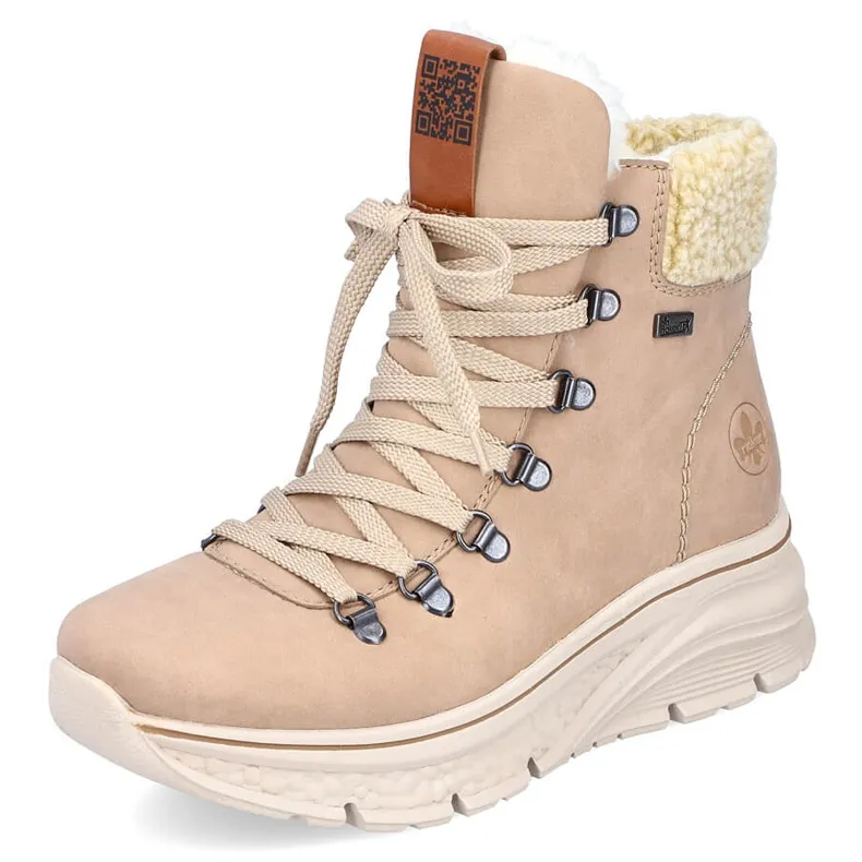 Waterproof Rieker 48034-20 beige warm women's snow boots