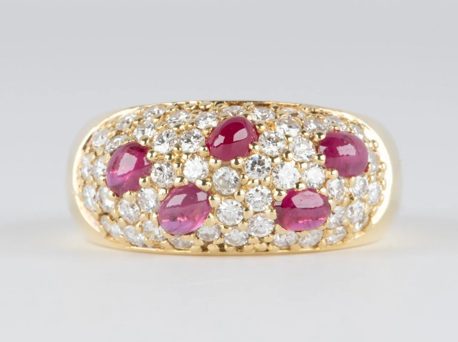 Diamond and Ruby Dome Band, 18K Gold