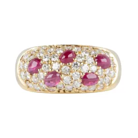 Diamond and Ruby Dome Band, 18K Gold