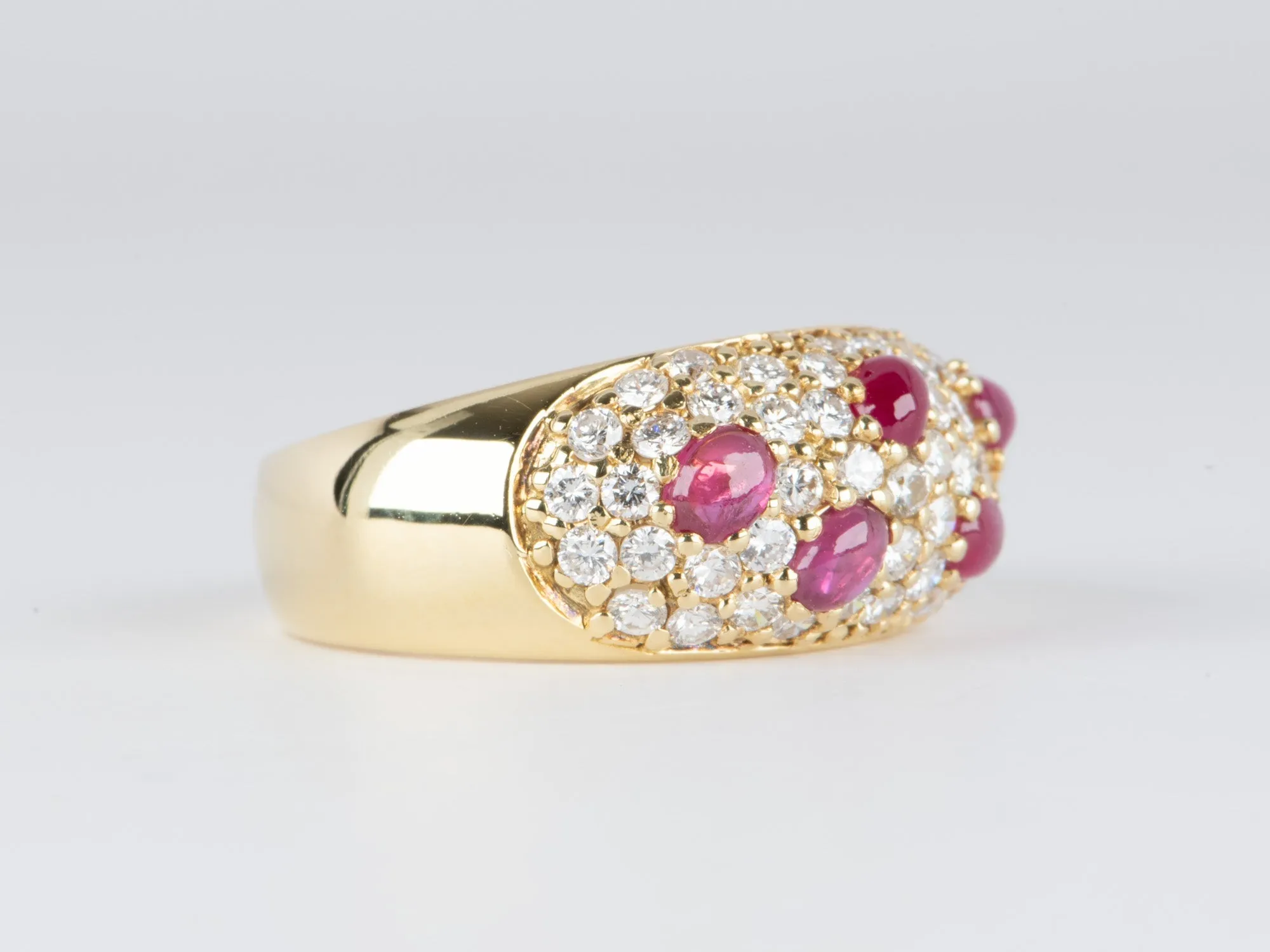 Diamond and Ruby Dome Band, 18K Gold