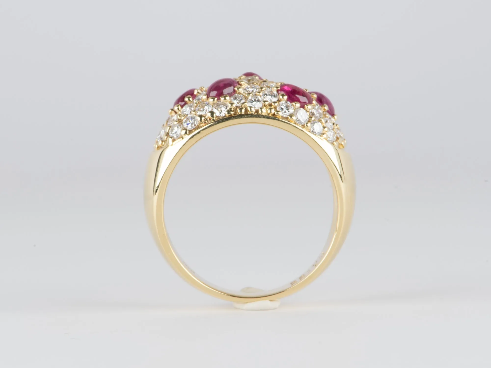 Diamond and Ruby Dome Band, 18K Gold