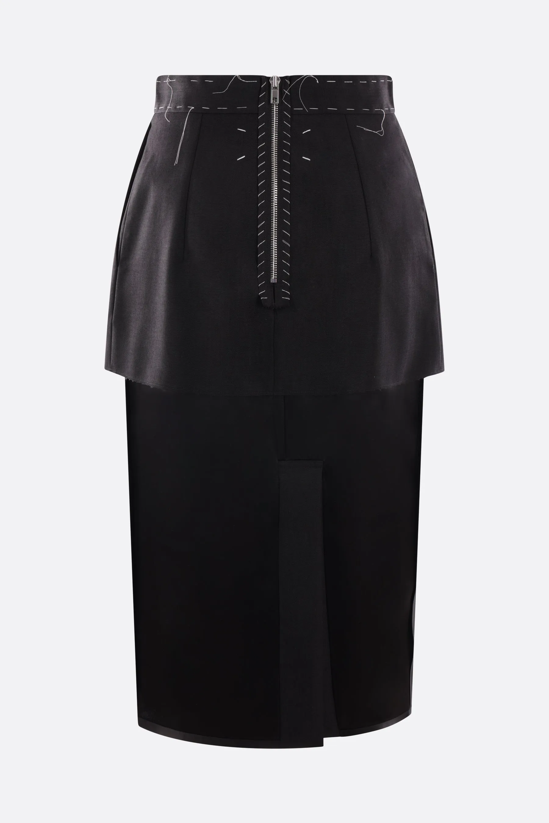 Cordura and Satin Midi Skirt