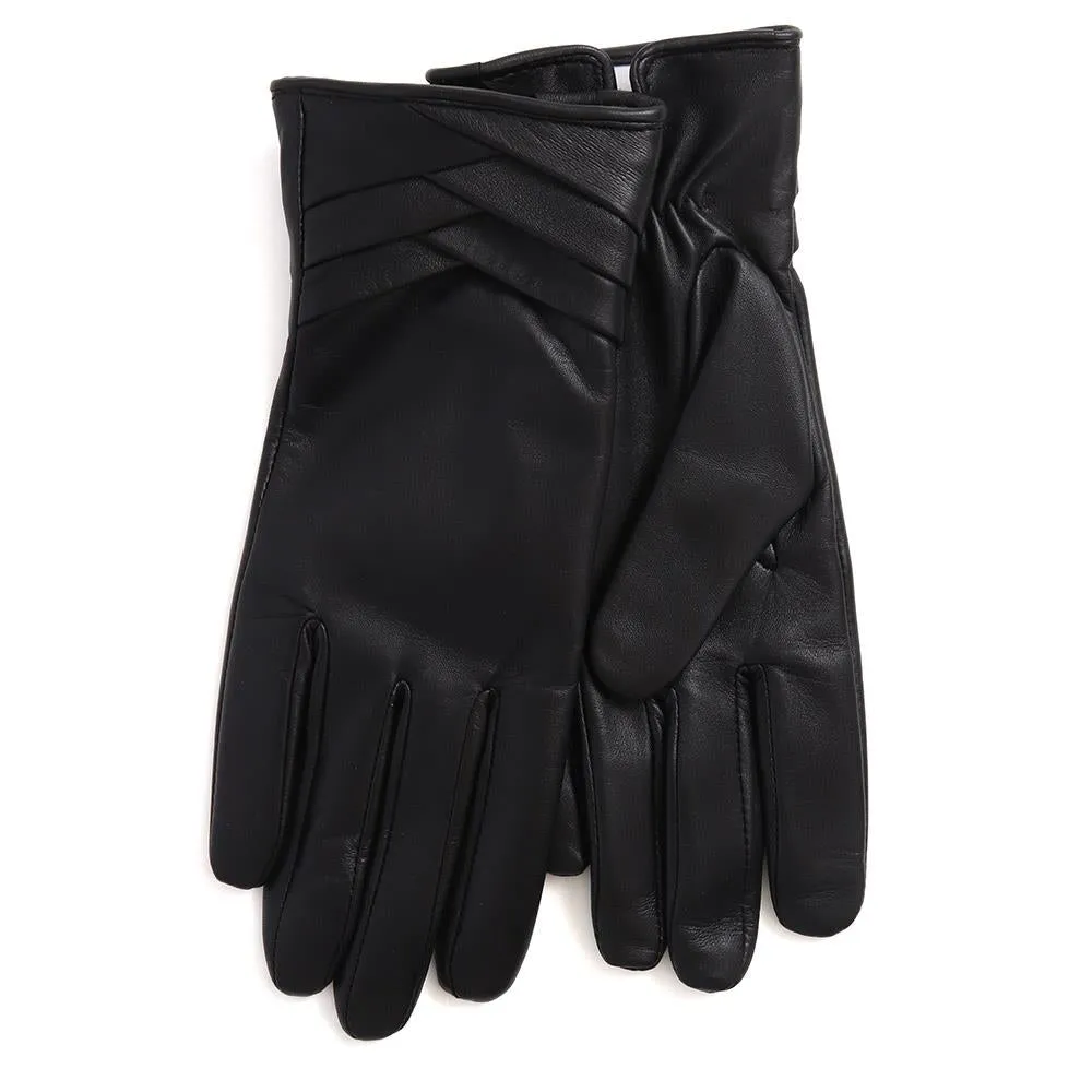 Woven Detail Leather Gloves