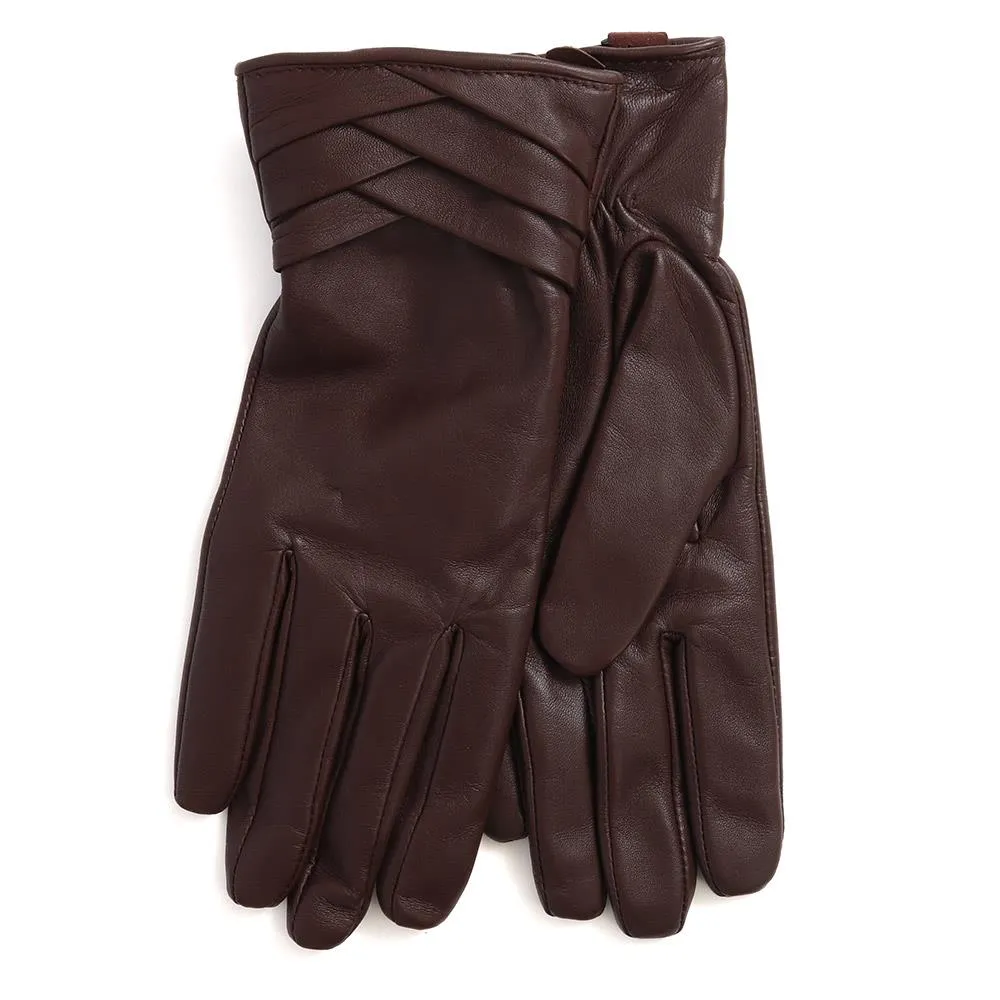 Woven Detail Leather Gloves