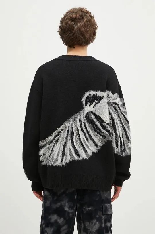 Y-3 Woolen Cardigan Graphic Knit Black IW7485