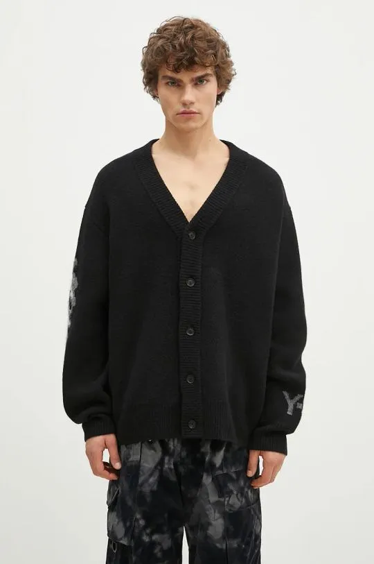 Y-3 Woolen Cardigan Graphic Knit Black IW7485